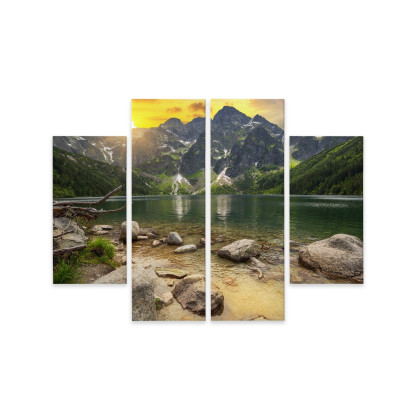 Obraz Wieloczęściowy Morskie Oko W Tatrach O Zachodzie Słońca 3D