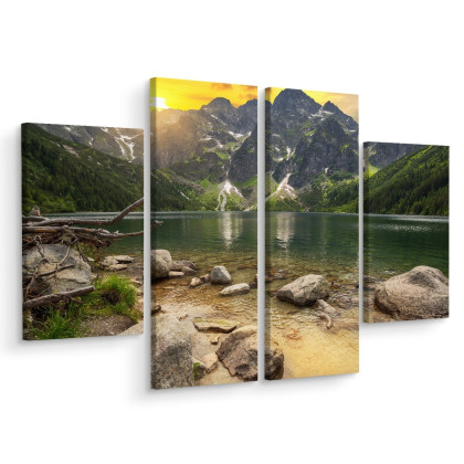 Obraz Wieloczęściowy Morskie Oko W Tatrach O Zachodzie Słońca 3D