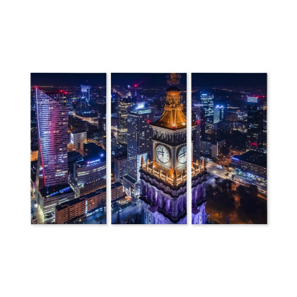 Obraz Wieloczęściowy Warszawska Panorama Nocą