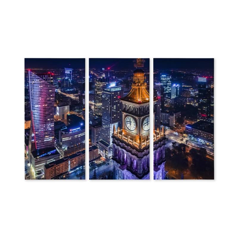 Obraz Wieloczęściowy Warszawska Panorama Nocą