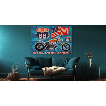 Obraz Na Płótnie Motocykl Z Amerykańską Flagą W Stylu Vintage