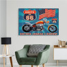 Obraz Na Płótnie Motocykl Z Amerykańską Flagą W Stylu Vintage