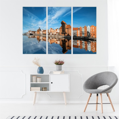 Obraz Wieloczęściowy Panorama Gdańska Z Widokiem Na Rzekę
