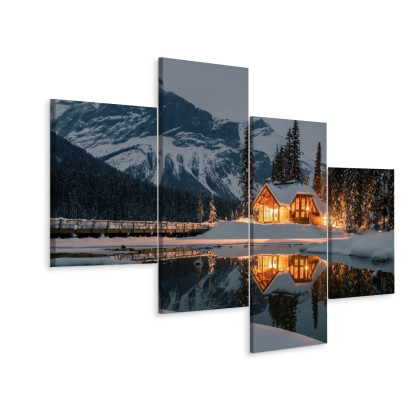 Obraz Wieloczęściowy Emerald Lake W Kanadzie Zimą