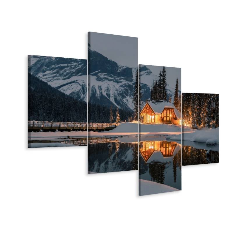 Obraz Wieloczęściowy Emerald Lake W Kanadzie Zimą