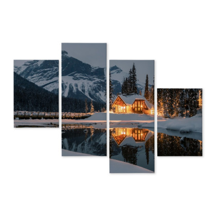 Obraz Wieloczęściowy Emerald Lake W Kanadzie Zimą