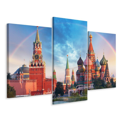 Obraz Wieloczęściowy Panorama Placu Czerwonego Z Kremlem I Soborem Wasyla Błogosławionego