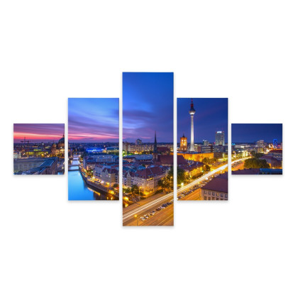 Obraz Wieloczęściowy Panorama Berlina O Zachodzie Słońca