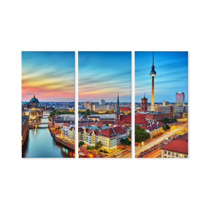 Obraz Wieloczęściowy Kolorowe Niebo I Panorama Berlina