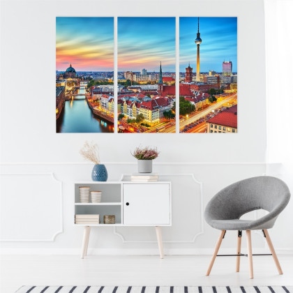 Obraz Wieloczęściowy Kolorowe Niebo I Panorama Berlina