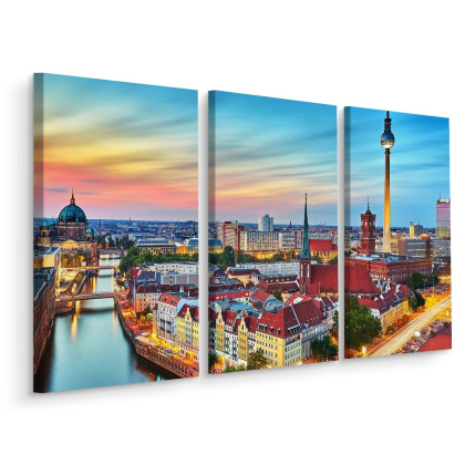 Obraz Wieloczęściowy Kolorowe Niebo I Panorama Berlina
