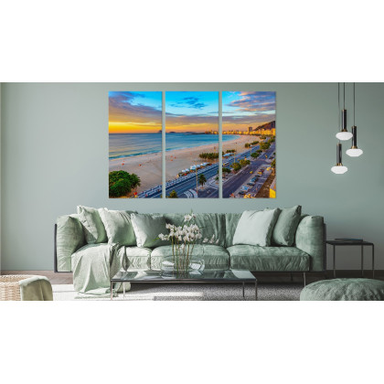 Obraz Wieloczęściowy Widok Na Wschód Słońca Plaży Copacabana I Avenida