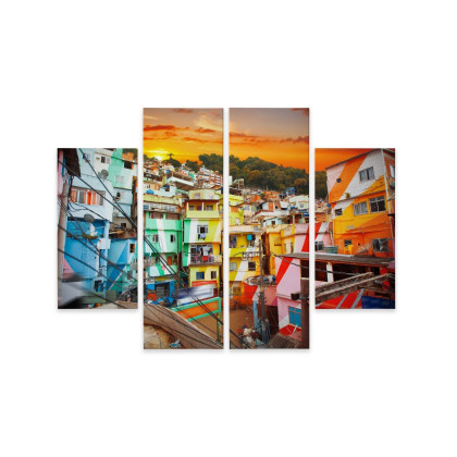 Obraz Wieloczęściowy Centrum Rio De Janeiro I Kolorowa Fawela