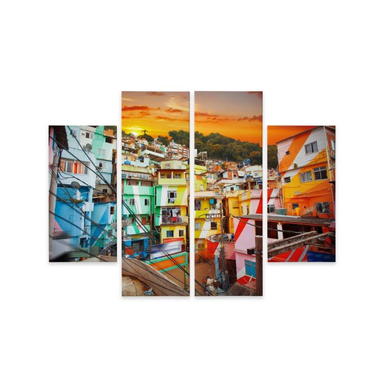 Obraz Wieloczęściowy Centrum Rio De Janeiro I Kolorowa Fawela