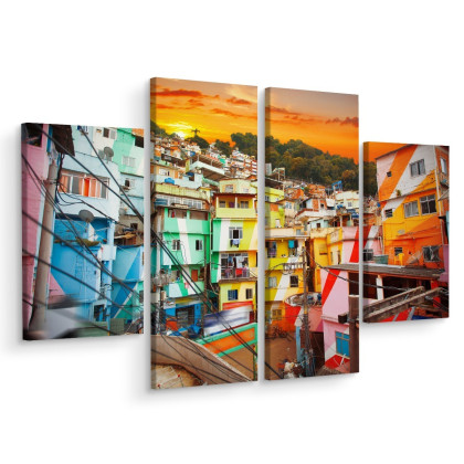 Obraz Wieloczęściowy Centrum Rio De Janeiro I Kolorowa Fawela