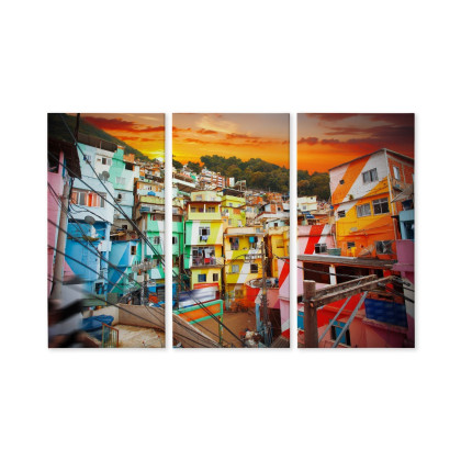 Obraz Wieloczęściowy Centrum Rio De Janeiro I Kolorowa Fawela