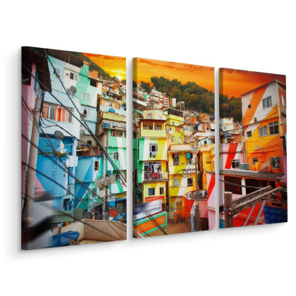 Obraz Wieloczęściowy Centrum Rio De Janeiro I Kolorowa Fawela