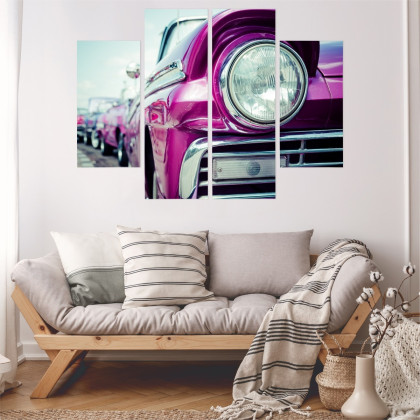 Obraz Wieloczęściowy Reflektor Samochodowy W Stylu Retro Na Kubie