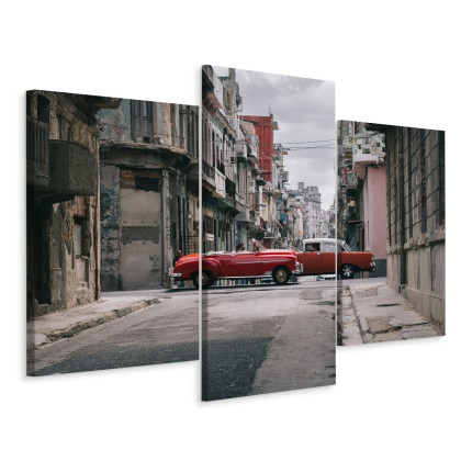 Obraz Wieloczęściowy Samochody W Stylu Retro Na Kubie