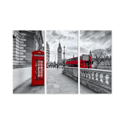 Obraz Wieloczęściowy Czerwona Budka Telefoniczna W Londynie I Big Ben