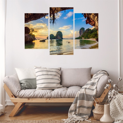 Obraz Wieloczęściowy Zachód Słońca Na Plaży W Tajlandii