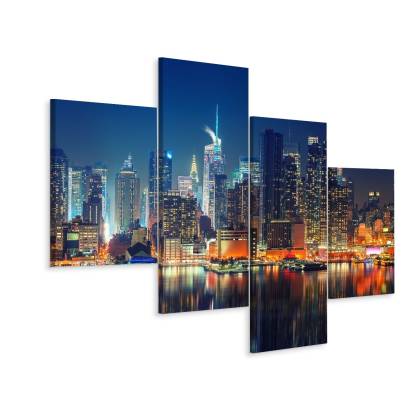 Obraz Wieloczęściowy Panoramiczny Widok Na Manhattan Nocą