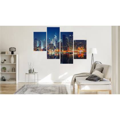 Obraz Wieloczęściowy Panoramiczny Widok Na Manhattan Nocą