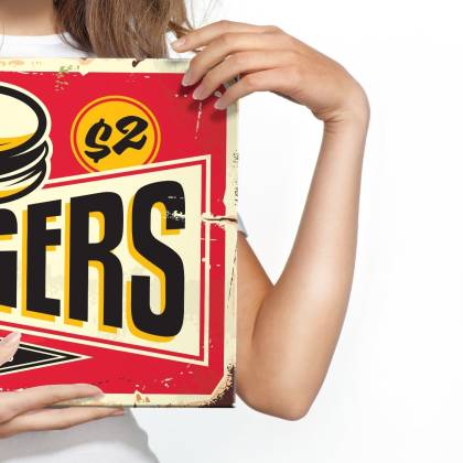 Obraz Na Płótnie Tablica Restauracji Fast Food W Stylu Retro