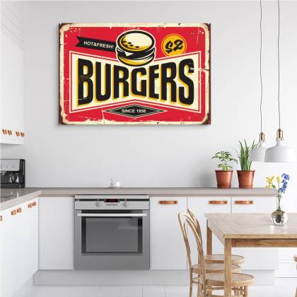 Obraz Na Płótnie Tablica Restauracji Fast Food W Stylu Retro