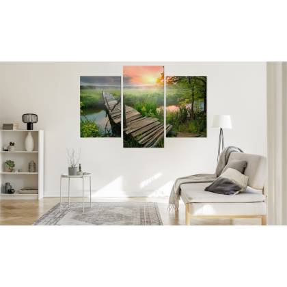 Obraz Wieloczęściowy Łąka O Świcie