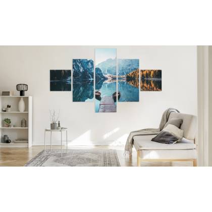 Obraz Wieloczęściowy Jezioro Braies We Włoskich Dolomitach 3D