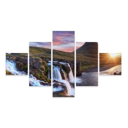 Obraz Wieloczęściowy Góra Kirkjufell Z Wodospadami