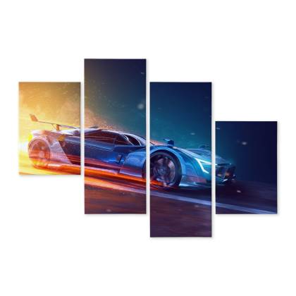 Obraz Wieloczęściowy Futurystyczny Samochód Sportowy 3D