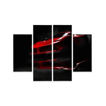 Obraz Wieloczęściowy Czerwony Samochód Sportowy 3D