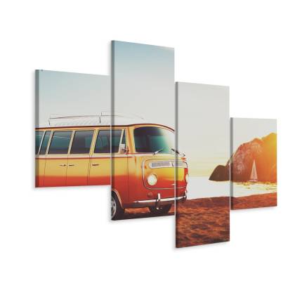 Obraz Wieloczęściowy Retro Samochód Na Plaży