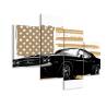Obraz Wieloczęściowy Amerykański Muscle Car Z Flagą Usa W Tle