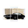 Obraz Wieloczęściowy Amerykański Muscle Car Z Flagą Usa W Tle