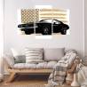 Obraz Wieloczęściowy Amerykański Muscle Car Z Flagą Usa W Tle