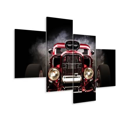Obraz Wieloczęściowy Samochód Hot Rod Na Tle Dymu
