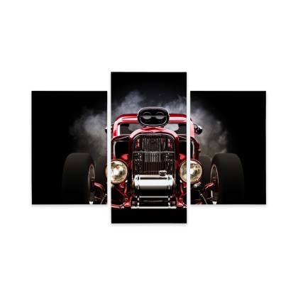 Obraz Wieloczęściowy Samochód Hot Rod Na Tle Dymu