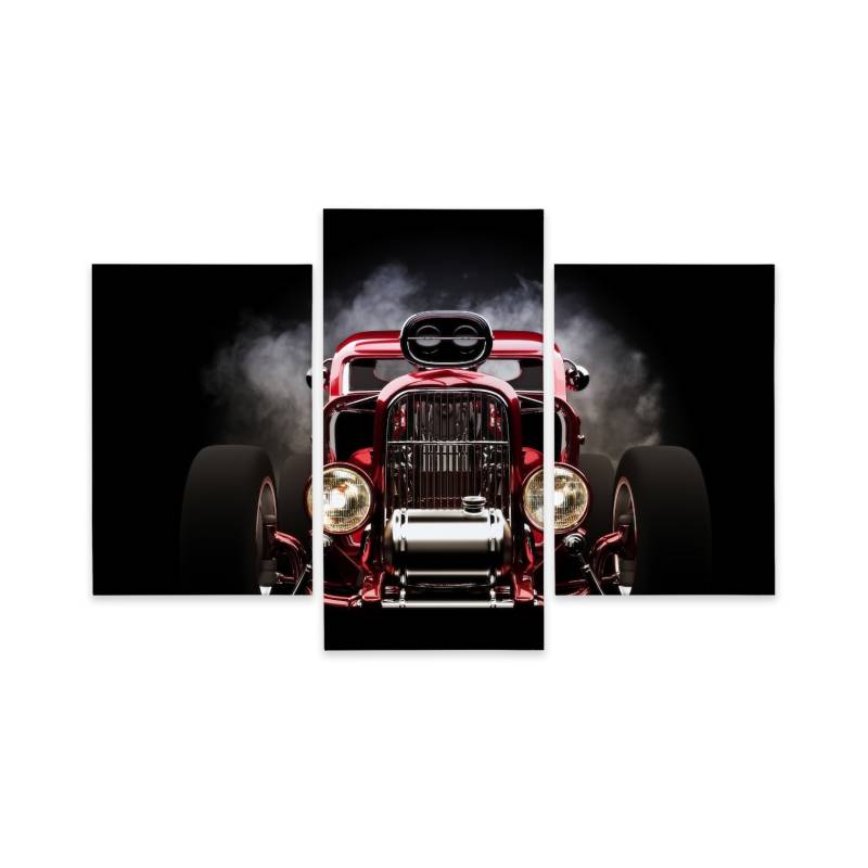 Obraz Wieloczęściowy Samochód Hot Rod Na Tle Dymu