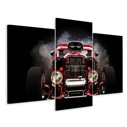Obraz Wieloczęściowy Samochód Hot Rod Na Tle Dymu