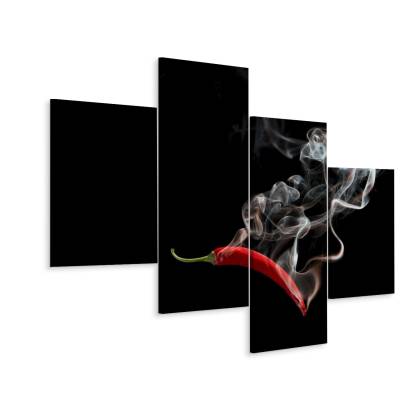 Obraz Wieloczęściowy Czerwone Chili Z Dymem