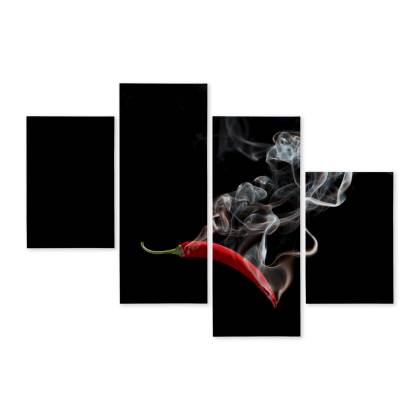 Obraz Wieloczęściowy Czerwone Chili Z Dymem