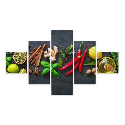 Obraz Wieloczęściowy Świeże Aromatyczne Przyprawy