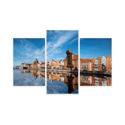 Obraz Wieloczęściowy Panorama Gdańska Z Widokiem Na Rzekę