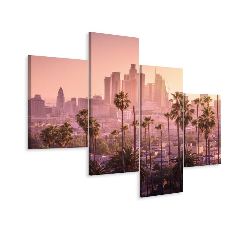 Obraz Wieloczęściowy Centrum Los Angeles O Zachodzie Słońca