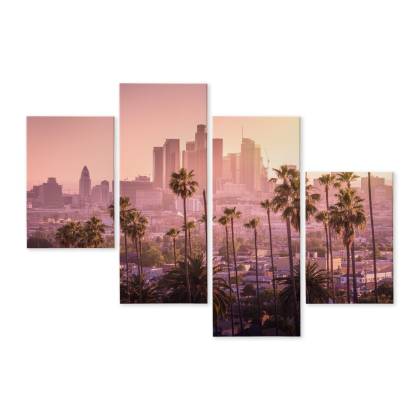 Obraz Wieloczęściowy Centrum Los Angeles O Zachodzie Słońca