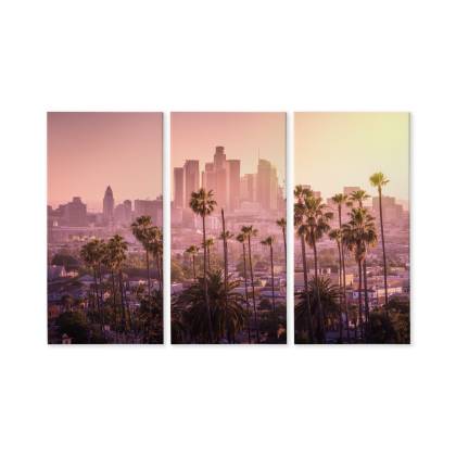 Obraz Wieloczęściowy Centrum Los Angeles O Zachodzie Słońca