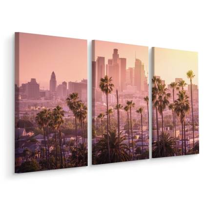 Obraz Wieloczęściowy Centrum Los Angeles O Zachodzie Słońca